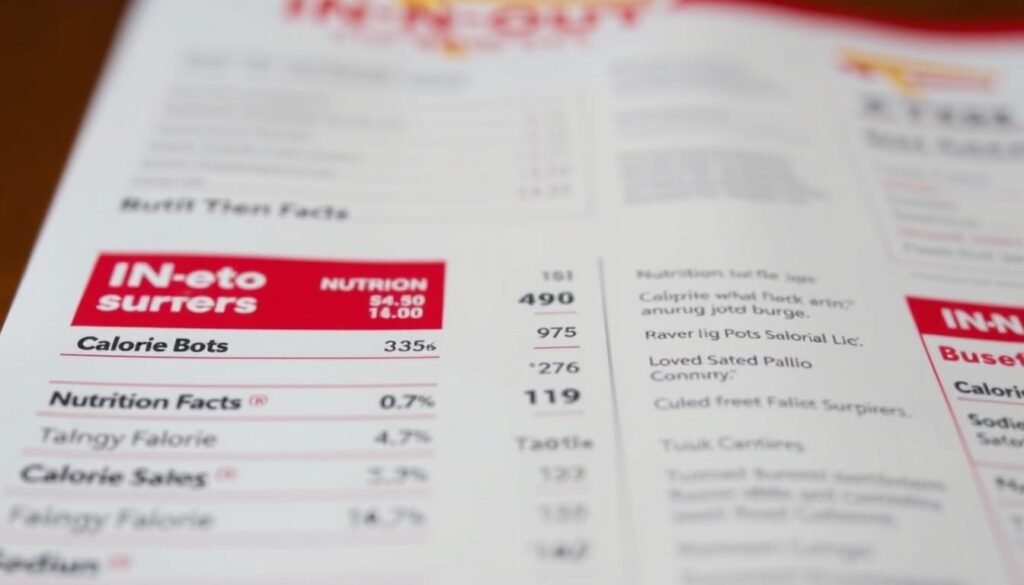 A detailed, high-resolution image of the nutrition facts for an In-N-Out Burger menu, shot from a slightly low angle with natural lighting and a shallow depth of field. The image shows a clean, minimalist layout with the nutrition information presented in a clear, organized manner against a plain background, emphasizing the key calorie and sodium details relevant to the article. The overall mood is informative and visually appealing, suitable for inclusion in the "How to customize orders to cut calories and sodium" section. A detailed, high-resolution image of the nutrition facts for an In-N-Out Burger menu, shot from a slightly low angle with natural lighting and a shallow depth of field. The image shows a clean, minimalist layout with the nutrition information presented in a clear, organized manner against a plain background, emphasizing the key calorie and sodium details relevant to the article. The overall mood is informative and visually appealing, suitable for inclusion in the "How to customize orders to cut calories and sodium" section.